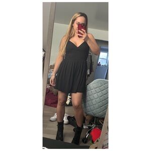 Black Mini Dress Romper with spaghetti straps Size S/M